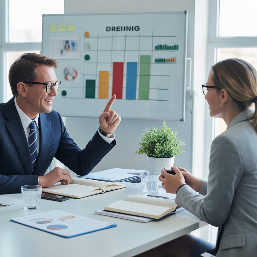 Consultant en discussion avec un client